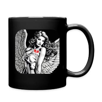 Angel broken heart tattoo - Full Colour Mug - black - Right