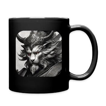 Löwen Dämon - Tasse einfarbig - Schwarz - Rechts