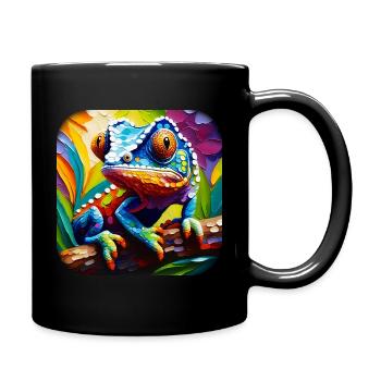 Bunte Echse - Tasse einfarbig - Schwarz - Rechts