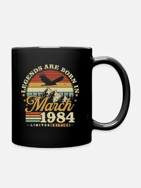 Mars 1984 Vintage Born Vintage Anniversaire - Mug uni - noir