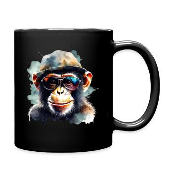 Cooler Affe mit Sonnenbrille und Hut Witziges Bild - Tasse einfarbig - Schwarz - Rechts
