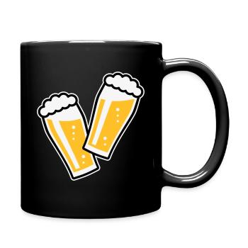 2 Biergläser Stoßen An (Bier / Willibecher / 3C) - Tasse einfarbig - Schwarz - Rechts