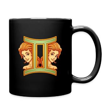 Sternzeichen Zwilling - Tasse einfarbig - Schwarz - Rechts