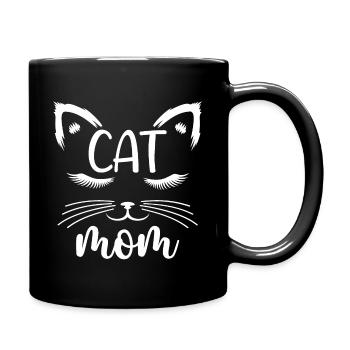 Cat Mom | National Black Cat Day - Full Colour Mug - black - Right