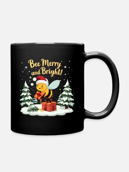 Süße Biene mit Honig Weihnachtsgeschenk Imker - Tasse einfarbig - Schwarz