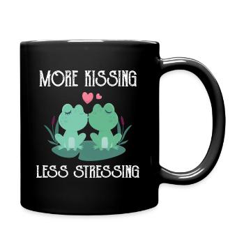 More kissing less stressing fun kissing frogs - Full Colour Mug - black - Right