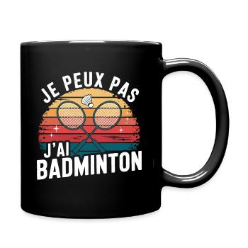 Ich kann nicht, ich habe Badminton - im Vintage-Stil - Tasse einfarbig - Schwarz - Rechts