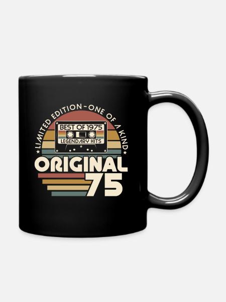 Jahrgang 1975 Retro Vintage Geburtstag - Tasse einfarbig - Schwarz