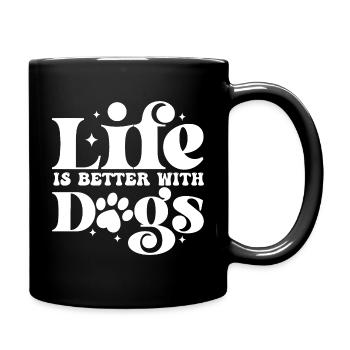 Hund Leben Lebenswert Pfote Pfotenabdruck Hundefan - Tasse einfarbig - Schwarz - Rechts