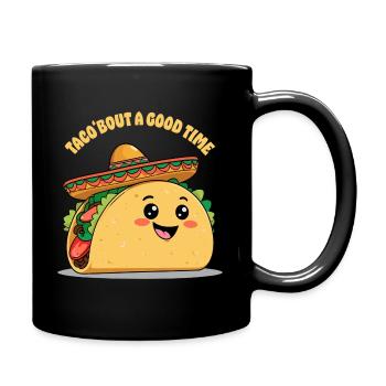 Lustiger Taco mit Sombrero - Mexiko Cartoon - Tasse einfarbig - Schwarz - Rechts