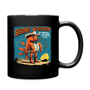 Western-Shrimp - Lustiger Cowboy-Garnelen-Look - Tasse einfarbig - Schwarz - Rechts