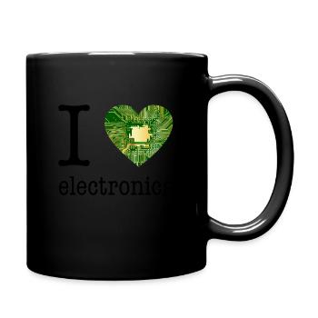 I love Electronics - Elektronik / Geschenk Idee - Tasse einfarbig - Schwarz - Rechts