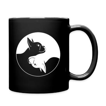 Yin Yang Französische Bulldogge Hund Geschenkidee - Tasse einfarbig - Schwarz - Rechts