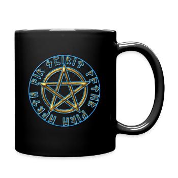 Runes pentagram, pentacle, protection, Talisman - Full Colour Mug - black - Right