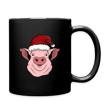 Schwein - Tasse einfarbig - Schwarz - Rechts