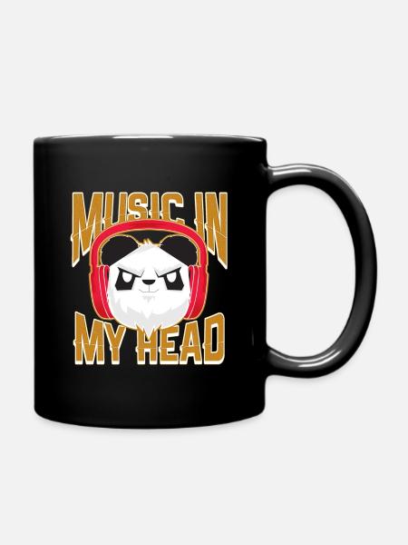 Musik Panda Kopfhörer - Tasse einfarbig - Schwarz