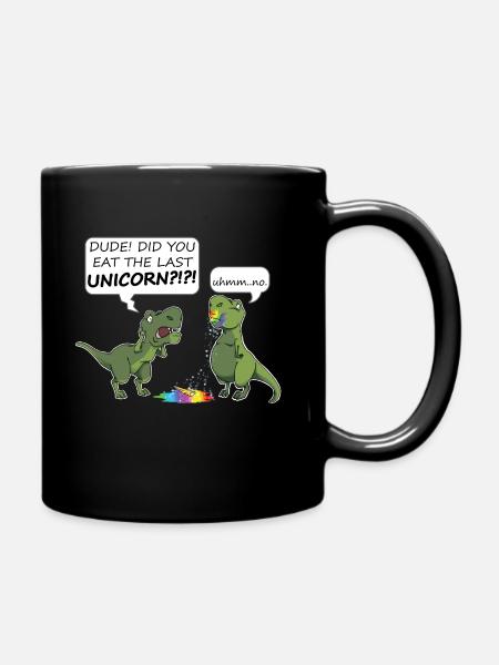 Dino letztes Einhorn - LAST UNICORN -Geschenkidee - Tasse einfarbig - Schwarz