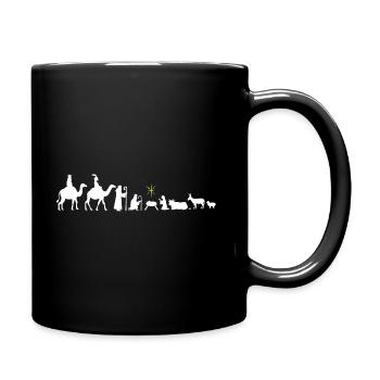 Krippe Weihnachten Evolution Weihnachtskrippe Fest - Tasse einfarbig - Schwarz - Rechts
