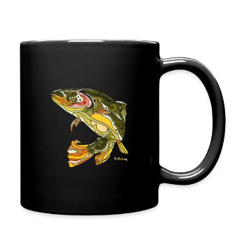 Brown Trout Mosaic Flyfishing - Full Colour Mug - black - Right