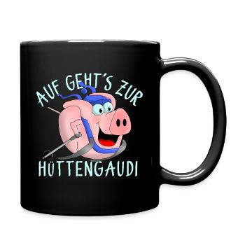 Hüttengaudi - Pistensau - Tasse einfarbig - Schwarz - Rechts