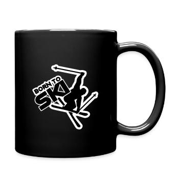 Born to Ski - Geboren um Skizufahren - Full Colour Mug - black - Right