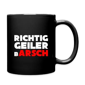 Richtig geiler Barsch Barsche angeln t shirt Angel - Tasse einfarbig - Schwarz - Rechts