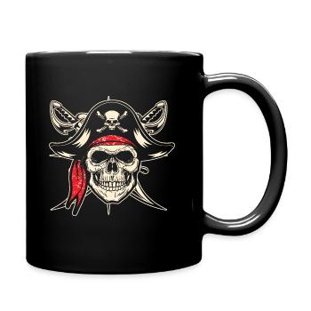 Capitaine pirate navire crâne antillais - Mug uni - noir - Droite