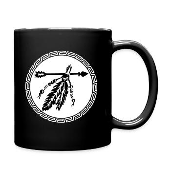 Arrow with feathers, protection & power symbol - Full Colour Mug - black - Right