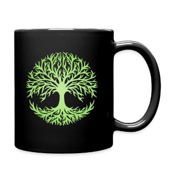 Baum des Leben, Yggdrasil, Keltisches Symbol - Tasse einfarbig - Schwarz - Rechts