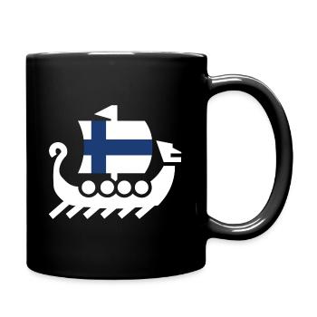 Finnland Landesfarben Drakkar Schiff Geschenk - Tasse einfarbig - Schwarz - Rechts