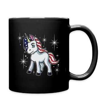 Americorn | Patriotic Unicorn Independence Day USA - Full Colour Mug - black - Right