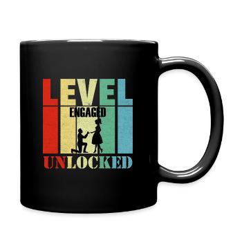 Marriage proposal Wedding Level Nerd Gift - Full Colour Mug - black - Right