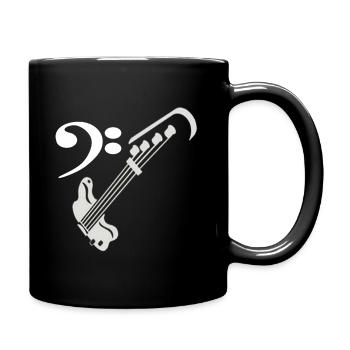 Bass guitar with musical clef - Full Colour Mug - black - Right