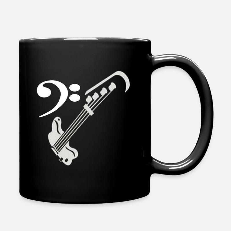 Bass Gitarre mit Notenschluessel - Tasse einfarbig - Schwarz