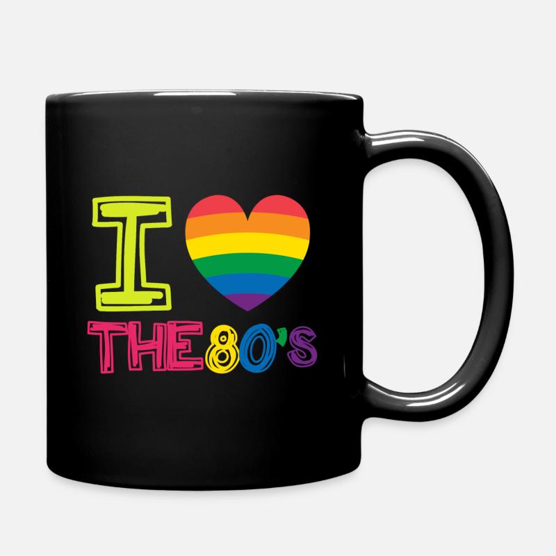 I love 80`s Retro Regenbogenherz Geschenk - Tasse einfarbig - Schwarz