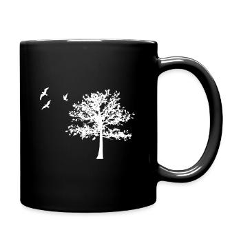 Natur Umweltfreundlich Baum Vogel Geschenk - Tasse einfarbig - Schwarz - Rechts