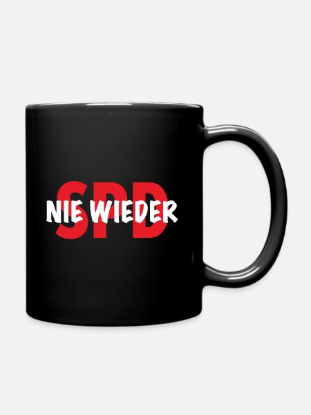 Nie wieder SPD - Tasse einfarbig - Schwarz