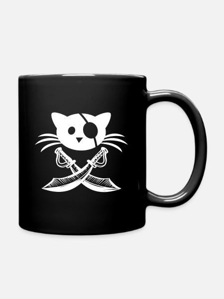 Mietzekatze Pirat Augenklappe Geschenk - Tasse einfarbig - Schwarz