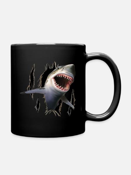 SHARK FROM TORN SHIRT - Full Colour Mug - black
