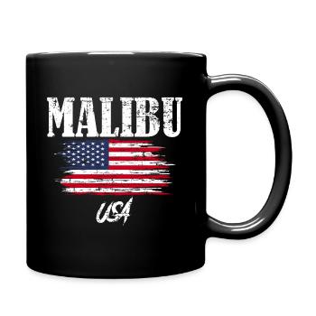 USA Fahne Malibu Urlaub Sommer Geschenk - Tasse einfarbig - Schwarz - Rechts
