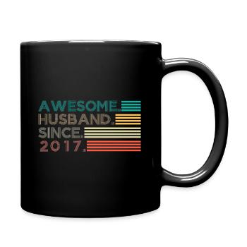 Awesome Husband since 2017 gift - Full Colour Mug - black - Right