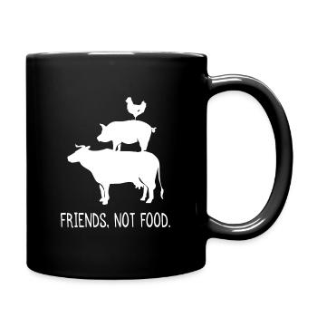 Amis pas nourriture cadeau de bien-être des animaux Vegan - Mug uni - noir - Droite