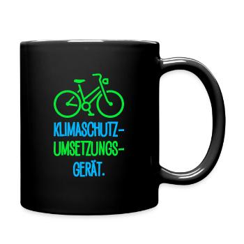 Klimaschutz Umsätzungs Gerät Fahrrad Geschenk - Tasse einfarbig - Schwarz - Rechts