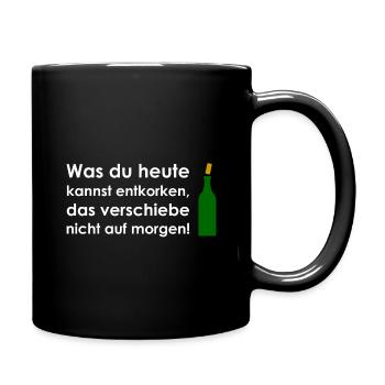 Wein Korken - Tasse einfarbig - Schwarz - Rechts