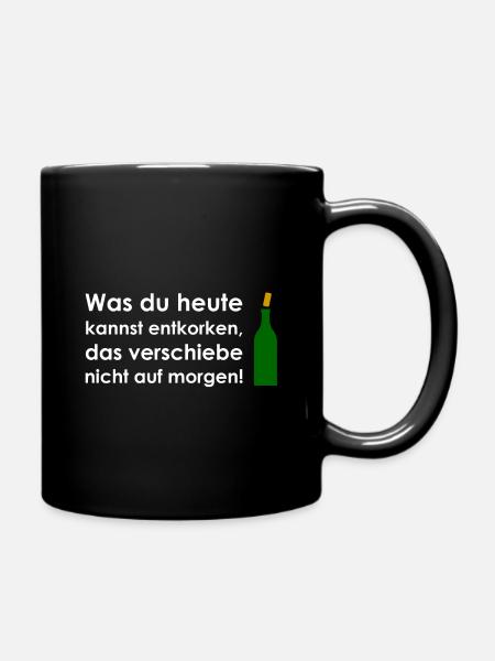 Wein Korken - Tasse einfarbig - Schwarz