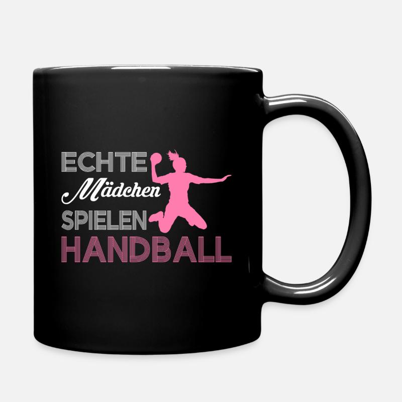 Echte Maedchen spielen Handball Geschenk - Tasse einfarbig - Schwarz