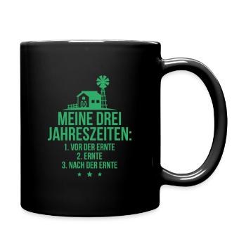 Meine drei Jahreszeiten Ernte Bauer Landwirt - Tasse einfarbig - Schwarz - Rechts