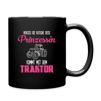 Vergiss die Kutsche Prinzessin Traktor Geschenk - Tasse einfarbig - Schwarz - Rechts