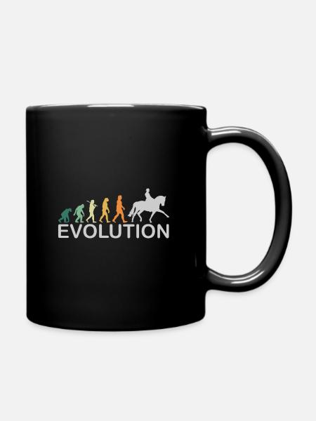 Dressurreiten Pferde Evolution Geschenk Retro - Tasse einfarbig - Schwarz