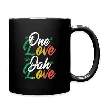 one love jah love, Reggae, Rastafari, Marley - Tasse einfarbig - Schwarz - Rechts